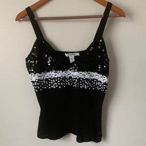 Black Katherine Barclay Dressy Tank Top, with Sequin Embellishment.